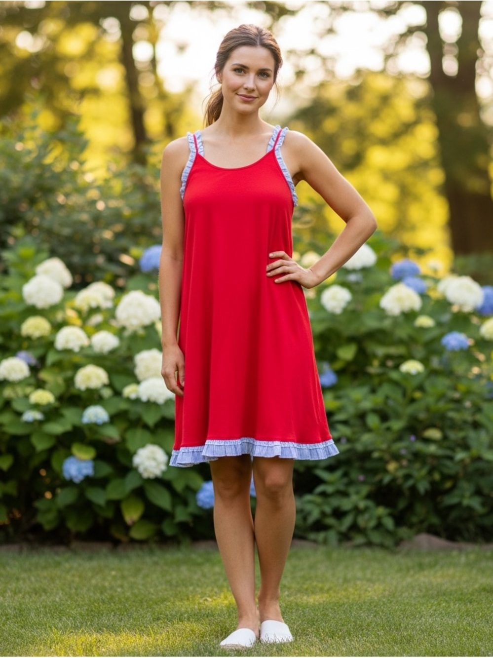 Tommy Hilfiger Red sun dress with Blue Trim